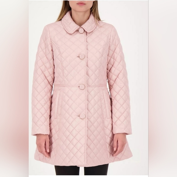 kate spade Jackets & Blazers - Kate Spade Quilted Puffer Coat Chalk Pink Button Front / Bow in Back Size XS
